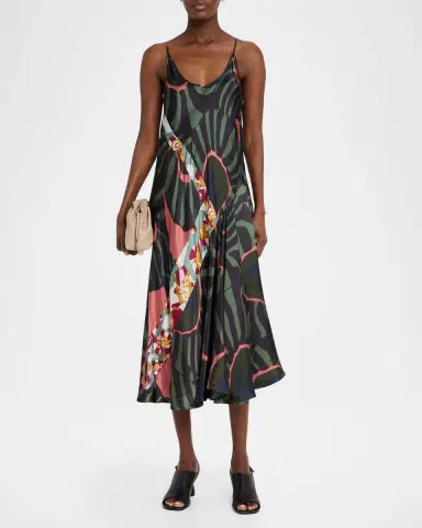 Dries Van Noten Dibelle Patchwork Satin Midi Slip Dress | Thumbnail 2 Dries Van Noten Dibelle Patchwork Satin Midi Slip Dress | Thumbnail 2