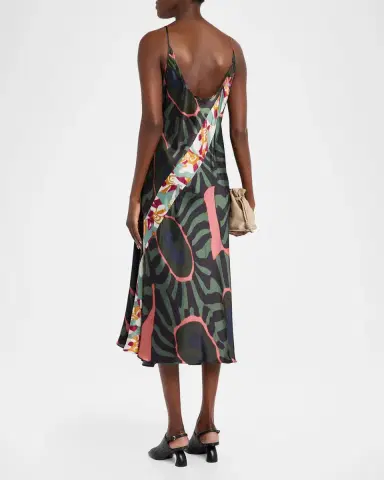 Dries Van Noten Dibelle Patchwork Satin Midi Slip Dress | Thumbnail 3 Dries Van Noten Dibelle Patchwork Satin Midi Slip Dress | Thumbnail 3