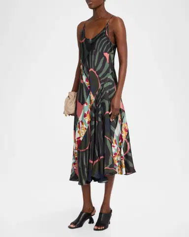 Dries Van Noten Dibelle Patchwork Satin Midi Slip Dress | Thumbnail 4 Dries Van Noten Dibelle Patchwork Satin Midi Slip Dress | Thumbnail 4