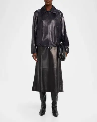 Lafayette 148 New York Dotted Lambskin Leather Bomber Jacket | Thumbnail 2 Lafayette 148 New York Dotted Lambskin Leather Bomber Jacket | Thumbnail 2
