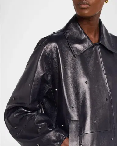 Lafayette 148 New York Dotted Lambskin Leather Bomber Jacket | Thumbnail 5 Lafayette 148 New York Dotted Lambskin Leather Bomber Jacket | Thumbnail 5