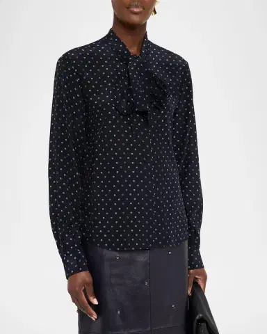 Lafayette 148 New York Polka Dot Silk Crepe De Chine Blouse | Thumbnail 4 Lafayette 148 New York Polka Dot Silk Crepe De Chine Blouse | Thumbnail 4