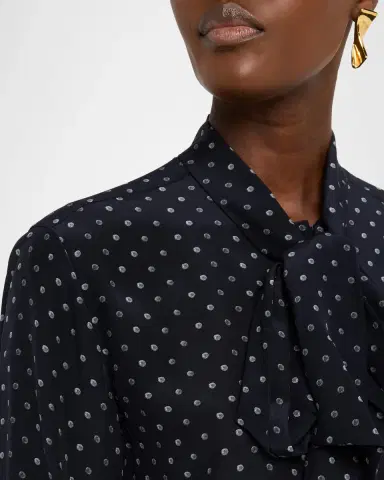 Lafayette 148 New York Polka Dot Silk Crepe De Chine Blouse | Thumbnail 5 Lafayette 148 New York Polka Dot Silk Crepe De Chine Blouse | Thumbnail 5
