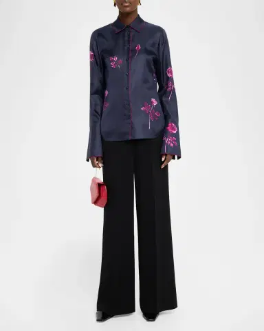 Lafayette 148 New York Floral-Print Silk Twill Blouse | Thumbnail 2 Lafayette 148 New York Floral-Print Silk Twill Blouse | Thumbnail 2