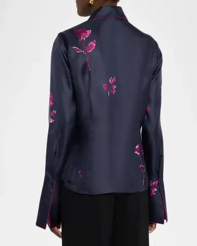 Lafayette 148 New York Floral-Print Silk Twill Blouse | Thumbnail 3 Lafayette 148 New York Floral-Print Silk Twill Blouse | Thumbnail 3