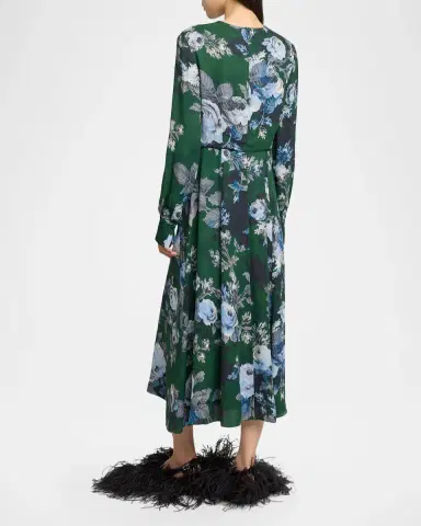 Erdem Floral Crepe A-Line Midi Dress | Thumbnail 3 Erdem Floral Crepe A-Line Midi Dress | Thumbnail 3