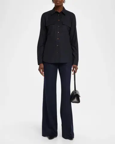 Lafayette 148 New York Brushed Wool Button-Front Shirt | Thumbnail 2 Lafayette 148 New York Brushed Wool Button-Front Shirt | Thumbnail 2