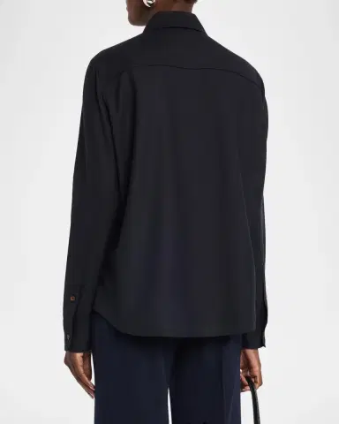 Lafayette 148 New York Brushed Wool Button-Front Shirt | Thumbnail 3 Lafayette 148 New York Brushed Wool Button-Front Shirt | Thumbnail 3