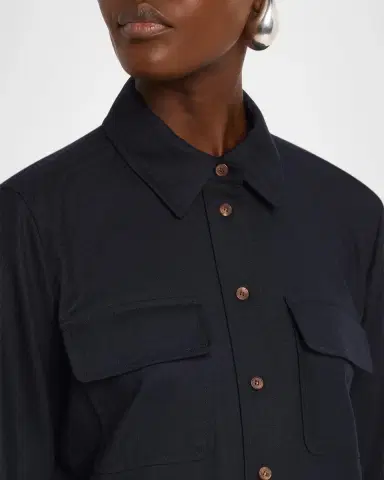 Lafayette 148 New York Brushed Wool Button-Front Shirt | Thumbnail 5 Lafayette 148 New York Brushed Wool Button-Front Shirt | Thumbnail 5