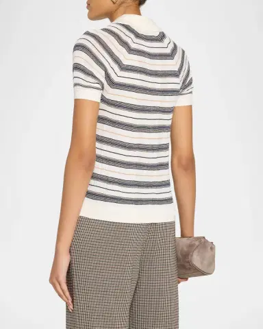 rag & bone Teresa Striped Silk-Blend Polo | Thumbnail 3 rag & bone Teresa Striped Silk-Blend Polo | Thumbnail 3