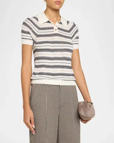 rag & bone Teresa Striped Silk-Blend Polo | Thumbnail 4 rag & bone Teresa Striped Silk-Blend Polo | Thumbnail 4