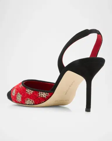 Manolo Blahnik 70mm Capsli Raffia and Suede Slingback Pumps | Thumbnail 4 Manolo Blahnik 70mm Capsli Raffia and Suede Slingback Pumps | Thumbnail 4