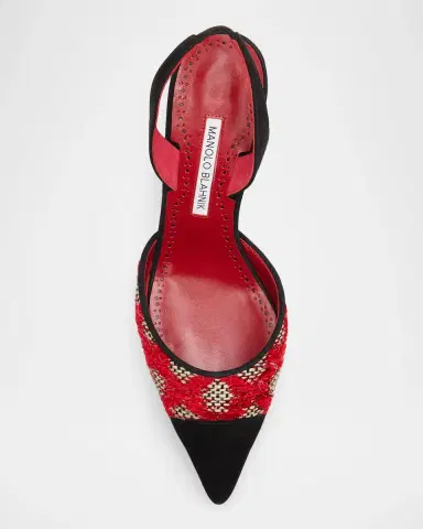 Manolo Blahnik 70mm Capsli Raffia and Suede Slingback Pumps | Thumbnail 6 Manolo Blahnik 70mm Capsli Raffia and Suede Slingback Pumps | Thumbnail 6