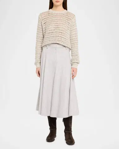 Brunello Cucinelli Glow Crochet Knit Crewneck Sweater | Thumbnail 2 Brunello Cucinelli Glow Crochet Knit Crewneck Sweater | Thumbnail 2