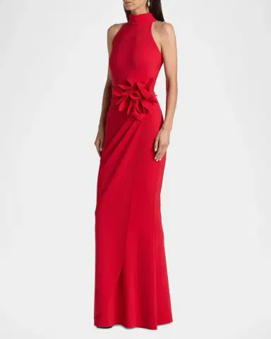 Chiara Boni La Petite Robe Gudruly Floral-Appliqué Halterneck Gown | Thumbnail 7 Chiara Boni La Petite Robe Gudruly Floral-Appliqué Halterneck Gown | Thumbnail 7