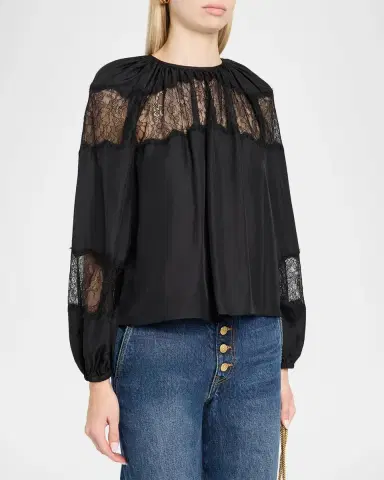 Ulla Johnson Bess Silk Long-Sleeve Blouse | Thumbnail 4 Ulla Johnson Bess Silk Long-Sleeve Blouse | Thumbnail 4
