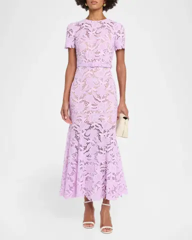 Self-Portrait Belted Lace Midi Dress | Thumbnail 2 Self-Portrait Belted Lace Midi Dress | Thumbnail 2