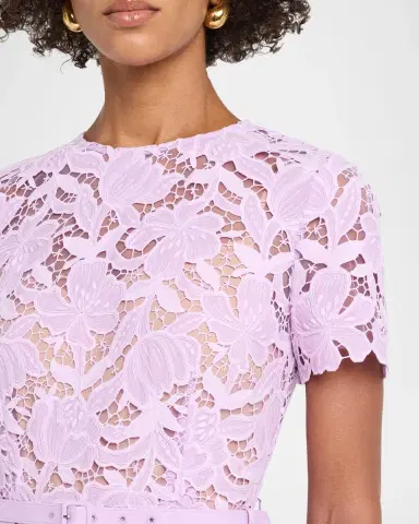Self-Portrait Belted Lace Midi Dress | Thumbnail 5 Self-Portrait Belted Lace Midi Dress | Thumbnail 5