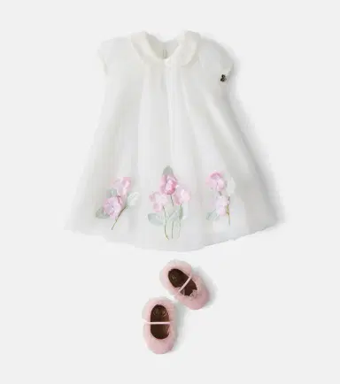 Monnalisa Baby floral-appliqué dress | Thumbnail 4 Monnalisa Baby floral-appliqué dress | Thumbnail 4