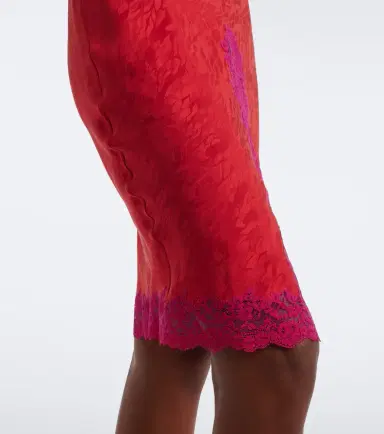 Saint Laurent Lace-trimmed silk jacquard midi dress | Thumbnail 2 Saint Laurent Lace-trimmed silk jacquard midi dress | Thumbnail 2