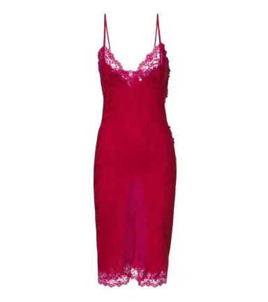 Saint Laurent Lace-trimmed silk jacquard midi dress | Thumbnail 1 Saint Laurent Lace-trimmed silk jacquard midi dress | Thumbnail 1