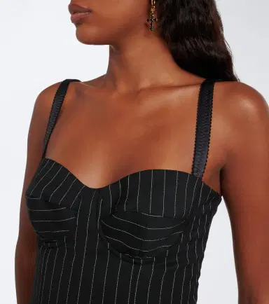 Dolce & Gabbana Pinstriped wool and silk-blend bustier dress | Thumbnail 2 Dolce & Gabbana Pinstriped wool and silk-blend bustier dress | Thumbnail 2