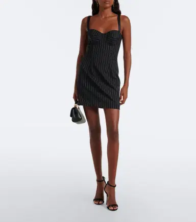 Dolce & Gabbana Pinstriped wool and silk-blend bustier dress | Thumbnail 3 Dolce & Gabbana Pinstriped wool and silk-blend bustier dress | Thumbnail 3