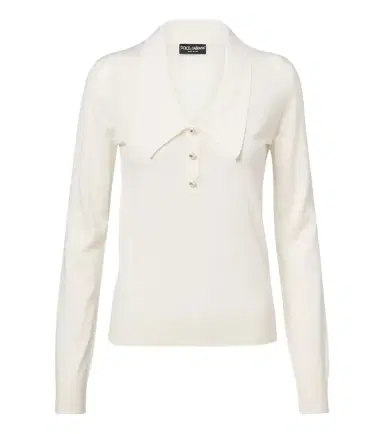 Dolce & Gabbana Embellished cashmere-blend polo sweater | Thumbnail 1 Dolce & Gabbana Embellished cashmere-blend polo sweater | Thumbnail 1