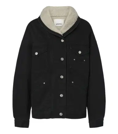 Isabel Marant Pimia fleece-trimmed denim jacket | Thumbnail 1 Isabel Marant Pimia fleece-trimmed denim jacket | Thumbnail 1