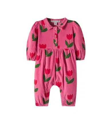 Emile et Ida Baby floral cotton corduroy onesie | Thumbnail 1 Emile et Ida Baby floral cotton corduroy onesie | Thumbnail 1