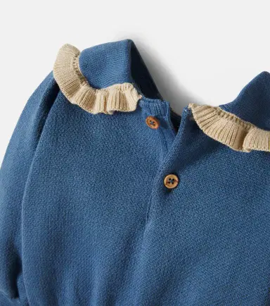 Emile et Ida Baby ruffled cotton jacquard sweater | Thumbnail 2 Emile et Ida Baby ruffled cotton jacquard sweater | Thumbnail 2
