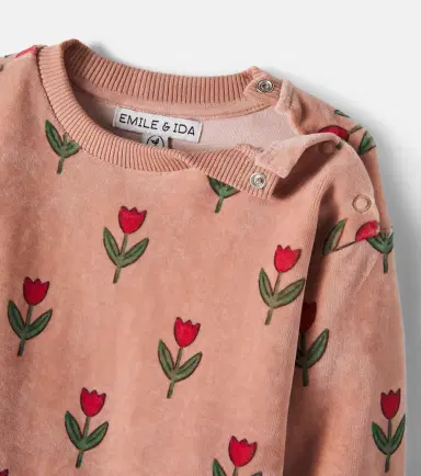 Emile et Ida Baby floral cotton-blend velvet onesie | Thumbnail 3 Emile et Ida Baby floral cotton-blend velvet onesie | Thumbnail 3