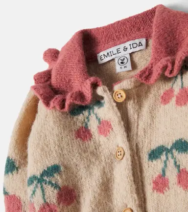 Emile et Ida Baby intarsia ruffled cardigan | Thumbnail 2 Emile et Ida Baby intarsia ruffled cardigan | Thumbnail 2