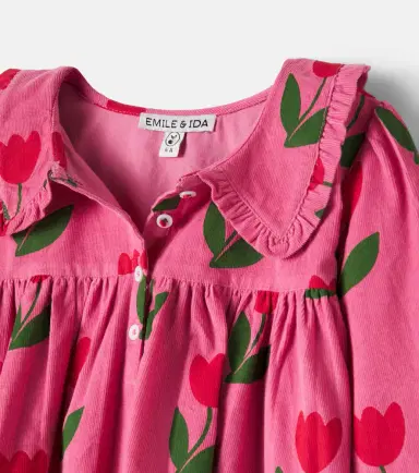 Emile et Ida Floral ruffled cotton corduroy dress | Thumbnail 3 Emile et Ida Floral ruffled cotton corduroy dress | Thumbnail 3