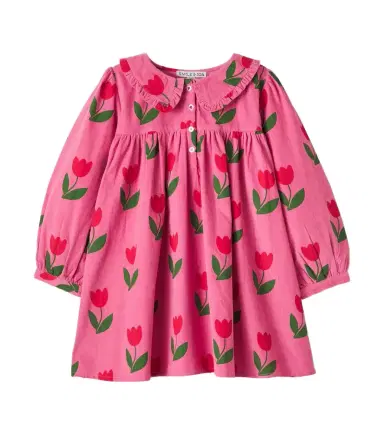 Emile et Ida Floral ruffled cotton corduroy dress | Thumbnail 1 Emile et Ida Floral ruffled cotton corduroy dress | Thumbnail 1