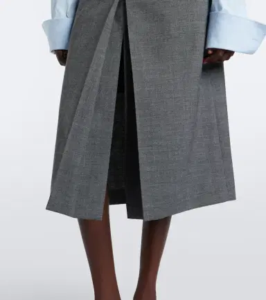 Prada Layered pleated wool midi skirt | Thumbnail 3 Prada Layered pleated wool midi skirt | Thumbnail 3