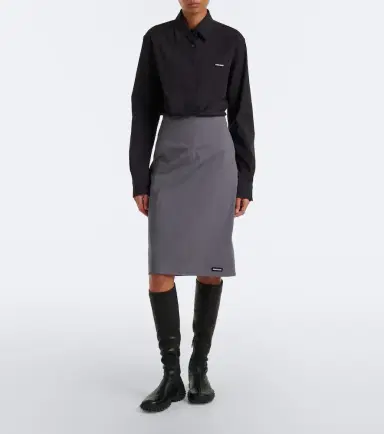 Miu Miu Cotton-blend poplin pencil skirt | Thumbnail 2 Miu Miu Cotton-blend poplin pencil skirt | Thumbnail 2