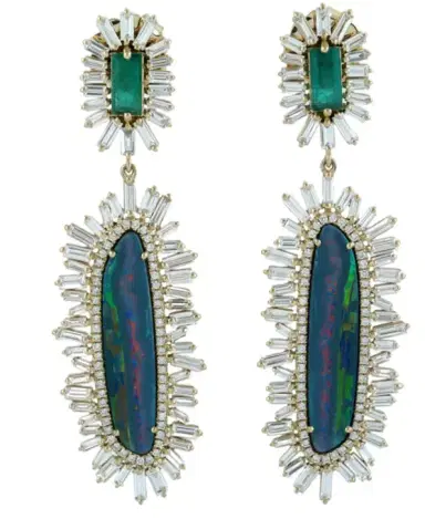 Wish Fine Jewelry 10.45ct Emerald Opal Diamond 18K Gold Drop Earrings | Thumbnail 1 Wish Fine Jewelry 10.45ct Emerald Opal Diamond 18K Gold Drop Earrings | Thumbnail 1