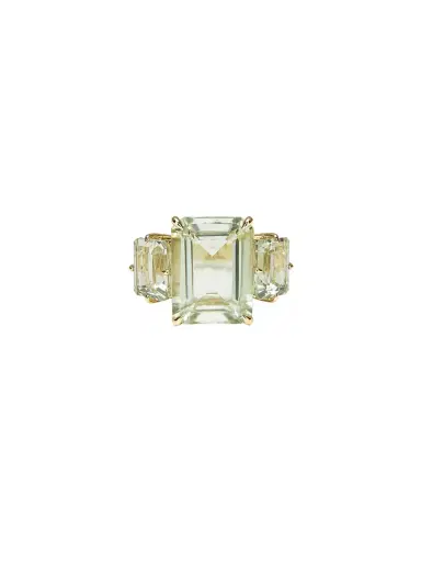 Wish Fine Jewelry 13.851ct Green Amethyst 18K Gold Ring | Thumbnail 1 Wish Fine Jewelry 13.851ct Green Amethyst 18K Gold Ring | Thumbnail 1