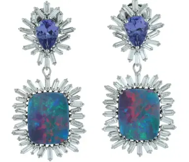 Wish Fine Jewelry 14.22ct Diamond Opal Tanzanite 18K Gold Drop Earrings | Thumbnail 1 Wish Fine Jewelry 14.22ct Diamond Opal Tanzanite 18K Gold Drop Earrings | Thumbnail 1