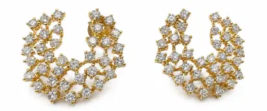 Wish Fine Jewelry 2.0ct Diamond 18K Gold Curved Earrings | Thumbnail 1 Wish Fine Jewelry 2.0ct Diamond 18K Gold Curved Earrings | Thumbnail 1