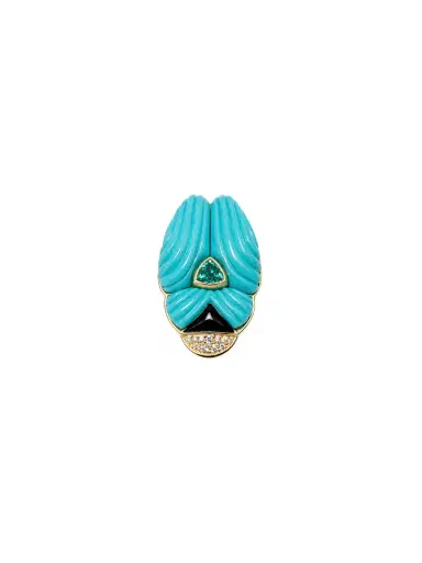 Wish Fine Jewelry 22.849ct Turquoise Black Onyx 18K Gold Pendant | Thumbnail 1 Wish Fine Jewelry 22.849ct Turquoise Black Onyx 18K Gold Pendant | Thumbnail 1