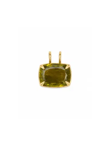 Wish Fine Jewelry 30.38ct Olive Quartz 18K Gold Cushion Statement Pendant | Thumbnail 1 Wish Fine Jewelry 30.38ct Olive Quartz 18K Gold Cushion Statement Pendant | Thumbnail 1