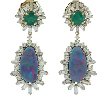 Wish Fine Jewelry 6.97ct Diamond Emerald 18K Gold Drop Earrings | Thumbnail 1 Wish Fine Jewelry 6.97ct Diamond Emerald 18K Gold Drop Earrings | Thumbnail 1