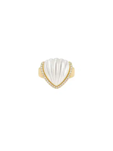 Wish Fine Jewelry 7.43ct Diamond Shell Ring in 18K Yellow Gold | Thumbnail 1 Wish Fine Jewelry 7.43ct Diamond Shell Ring in 18K Yellow Gold | Thumbnail 1