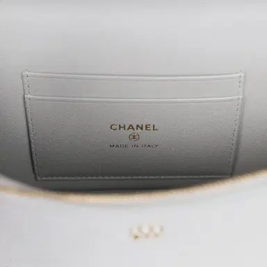 Chanel Chanel Top Handle Long Vanity Case with Chain Silver Metallic Lizard Embossed Calfskin Light Gold Hardware | Thumbnail 9 Chanel Chanel Top Handle Long Vanity Case with Chain Silver Metallic Lizard Embossed Calfskin Light Gold Hardware | Thumbnail 9