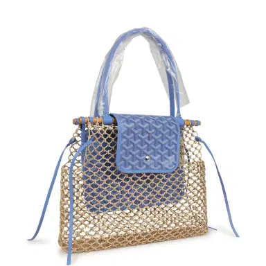 goyard Goyard Goyardine Canvas Iris Aligre Bag Raffia Net Palladium Hardware | Thumbnail 2 goyard Goyard Goyardine Canvas Iris Aligre Bag Raffia Net Palladium Hardware | Thumbnail 2