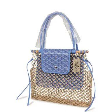 goyard Goyard Goyardine Canvas Iris Aligre Bag Raffia Net Palladium Hardware | Thumbnail 3 goyard Goyard Goyardine Canvas Iris Aligre Bag Raffia Net Palladium Hardware | Thumbnail 3