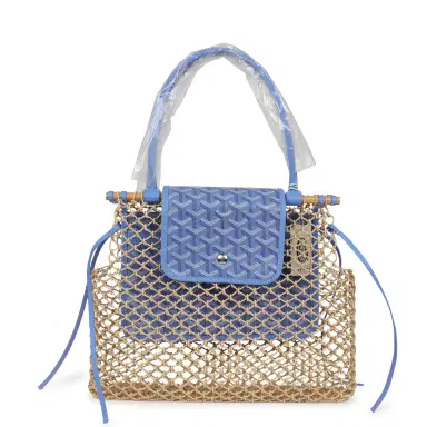 goyard Goyard Goyardine Canvas Iris Aligre Bag Raffia Net Palladium Hardware | Thumbnail 1 goyard Goyard Goyardine Canvas Iris Aligre Bag Raffia Net Palladium Hardware | Thumbnail 1