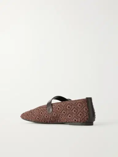 Aquazzura Loom Leather-trimmed Crochet Ballet Flats | Thumbnail 3 Aquazzura Loom Leather-trimmed Crochet Ballet Flats | Thumbnail 3
